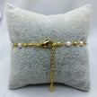 #PAL150 - Pulsera De Perlas Y Bolitas Diamantadas De Oro Laminado De 18k