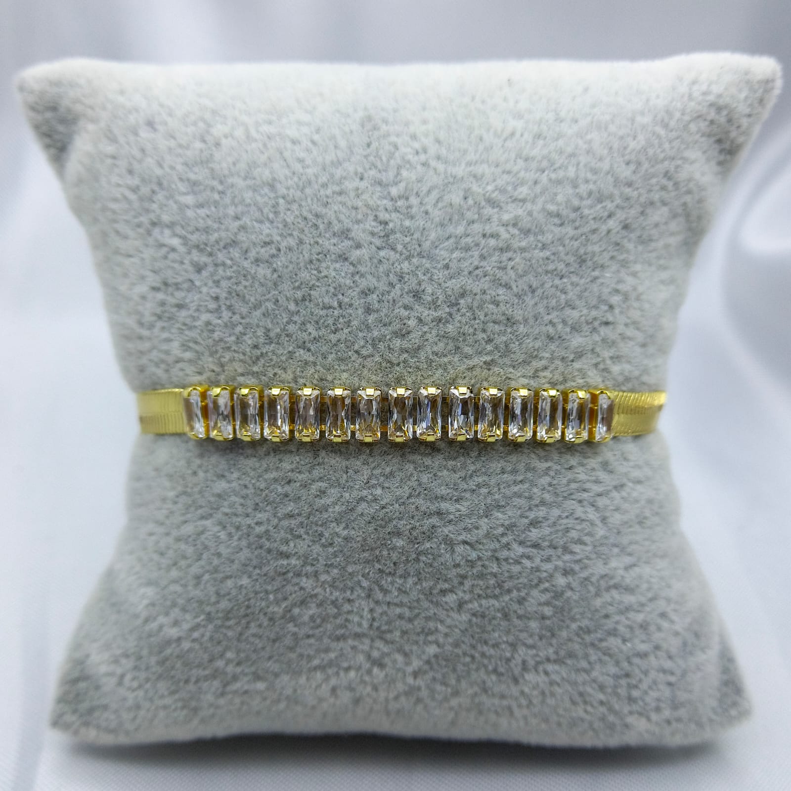 #PAL152 - Pulsera Italiana De Serpiente Con Piedras De Oro Laminado De 18k