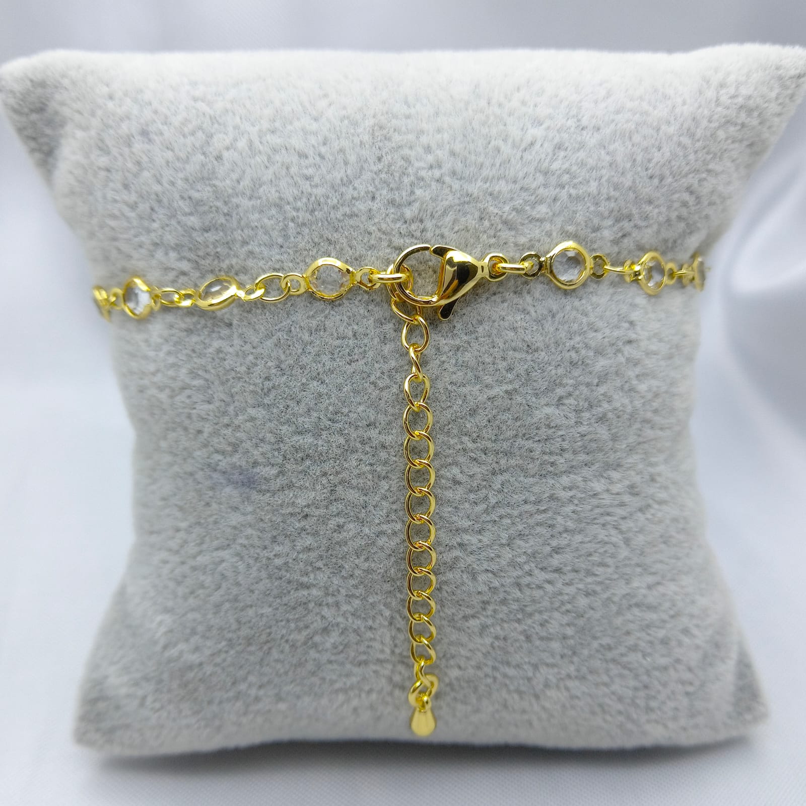 #PAL154 - Pulsera Con Piedras Y Colgante De Flor/Circulo De Oro Laminado De 18k