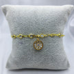 #PAL154 - Pulsera Con Piedras Y Colgante De Flor/Circulo De Oro Laminado De 18k