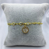 #PAL154 - Pulsera Con Piedras Y Colgante De Flor/Circulo De Oro Laminado De 18k