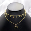 #GOL123 - Gargantilla Estrellas, Piedras Y Luna De Oro Laminado De 18k