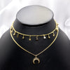 #GOL123 - Gargantilla Estrellas, Piedras Y Luna De Oro Laminado De 18k