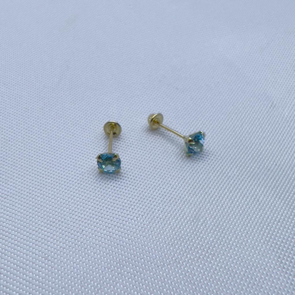 #BSP104 - Broquel De Oro 14K Con Piedra Semipreciosa 4 mm De 4 Uñas